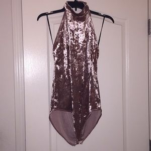 Pink velvet bodysuit